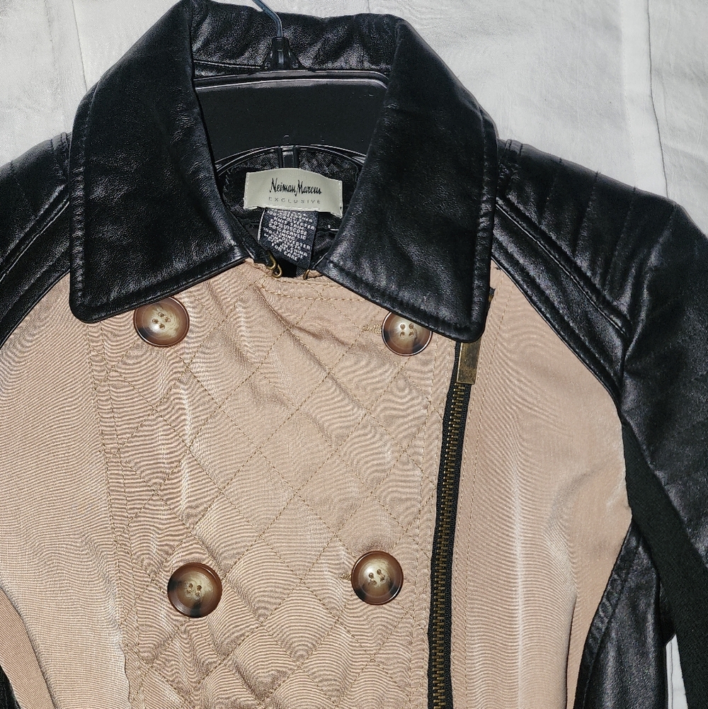 Neiman Marcus Exclusive Moto Trench Leather Size S